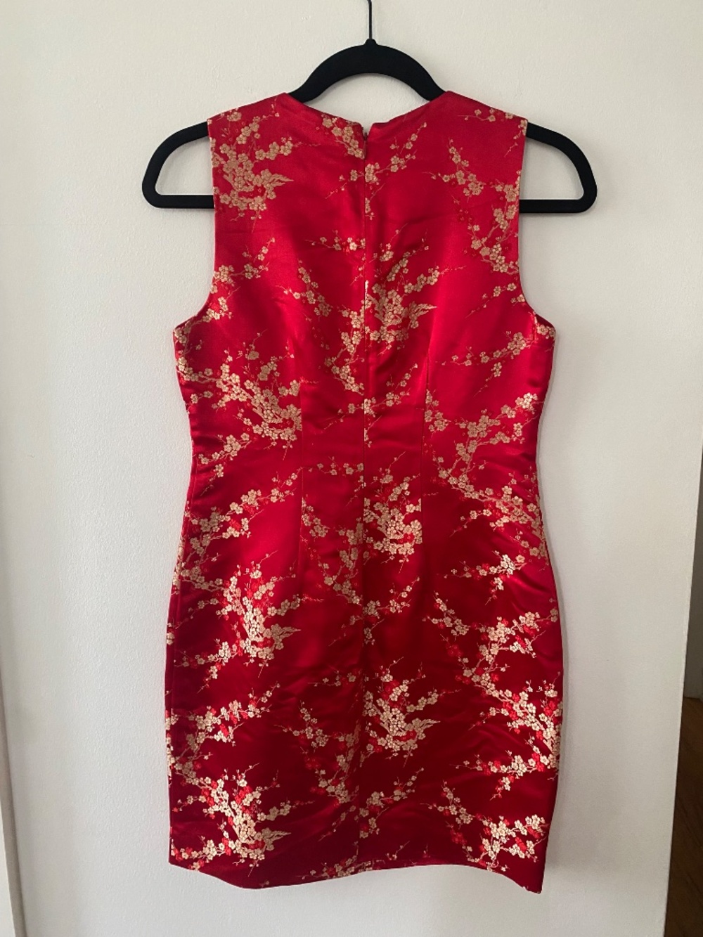 Y2K 90s Red and Gold Silk Dress Moda International size 4 - Picture 3 of 4